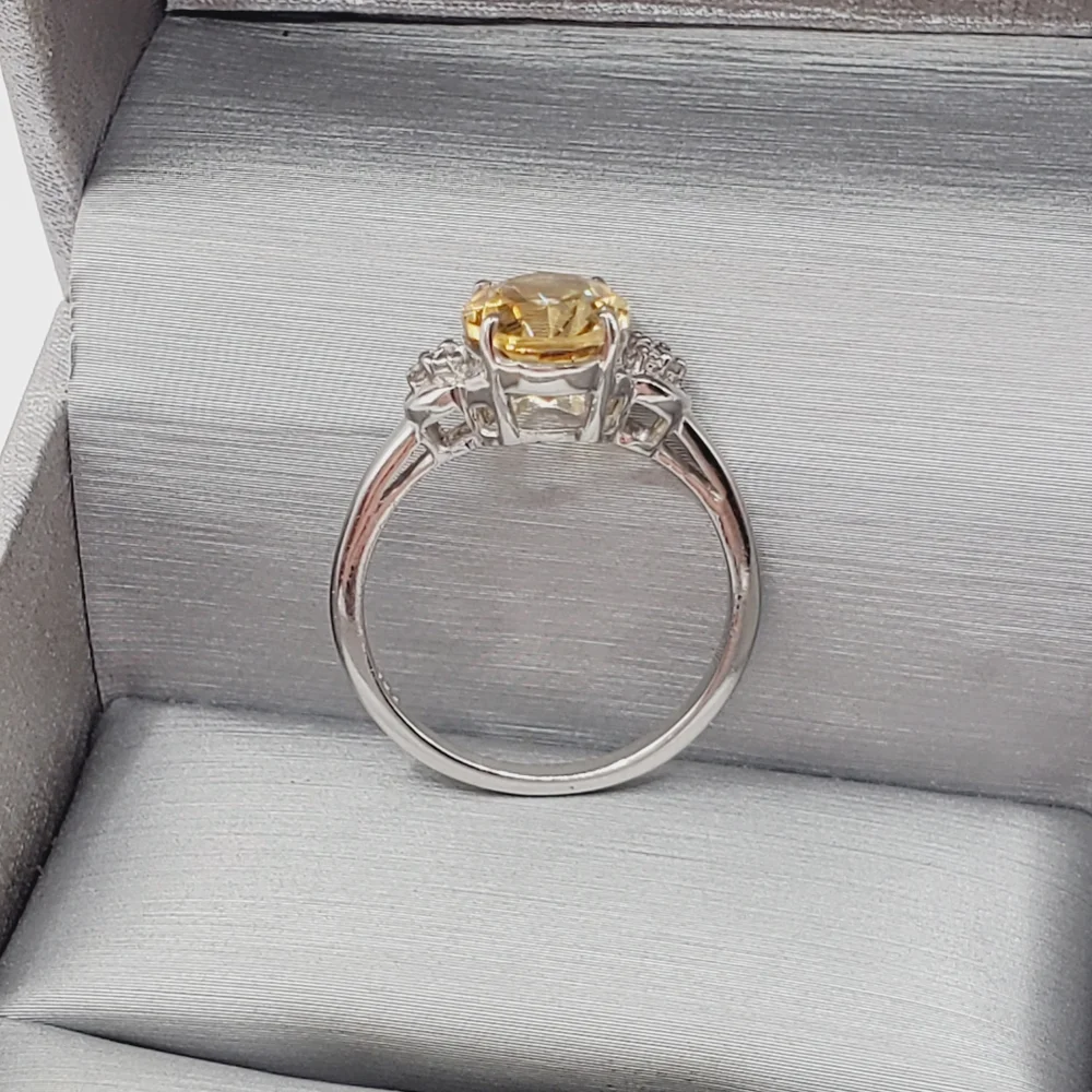 Genuine Oval Citrine & Natural Diamond Accent 925 Sterling Silver Ring